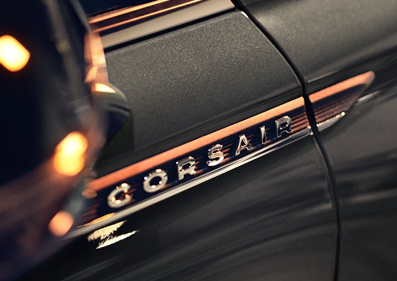 The stylish chrome badge reading “CORSAIR” is shown on the exterior of the vehicle. | Miller Lincoln in Saint Cloud MN