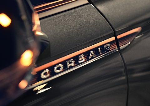 The stylish chrome badge reading “CORSAIR” is shown on the exterior of the vehicle. | Miller Lincoln in Saint Cloud MN