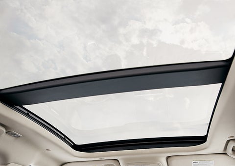 The available panoramic Vista Roof® is shown from inside a 2023 Lincoln Corsair® SUV. | Miller Lincoln in Saint Cloud MN