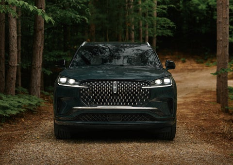 The front grille of a 2027 Lincoln Aviator® Black Label™ SUV is shown. | Miller Lincoln in Saint Cloud MN