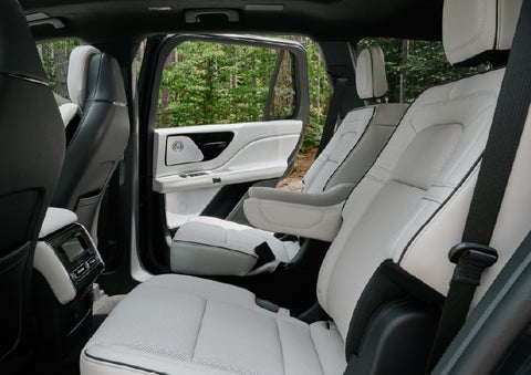 A side view of the second row with captain’s chairs in a 2027 Lincoln Aviator® Black Label™ SUV. | Miller Lincoln in Saint Cloud MN